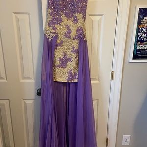 Purple High low Rachel Allan size 2